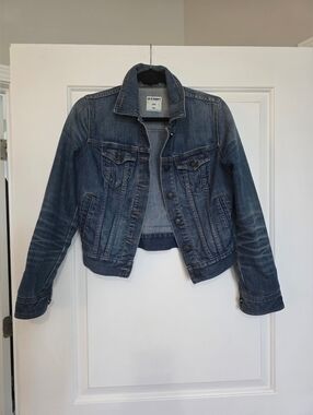 Old Navy Women's Dark Blue Worn Denim Jacket
